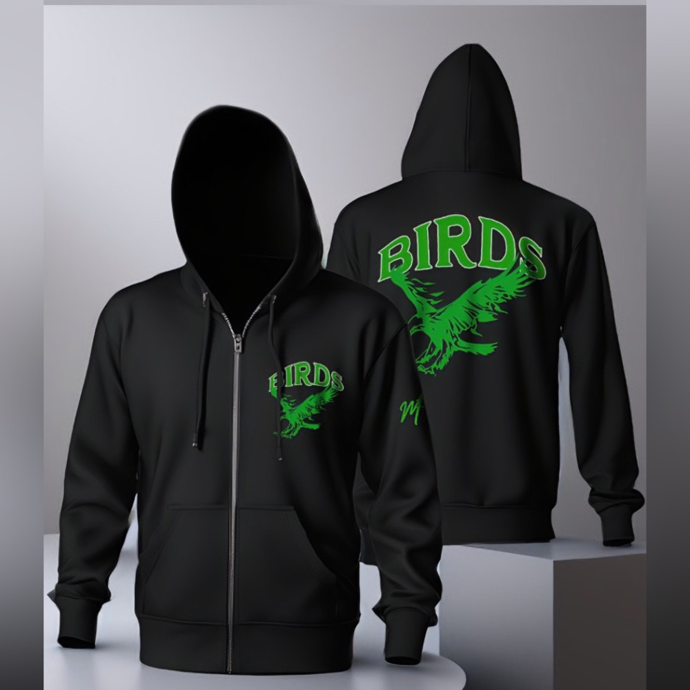 Mast3r fashion black & green birds hoodie zip